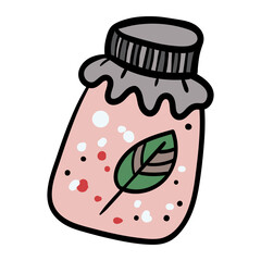 Jar with Leaves Vector Clip Art Illustration