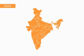 India orange map detailed vector.