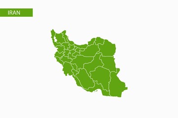 Iran green map detailed vector.