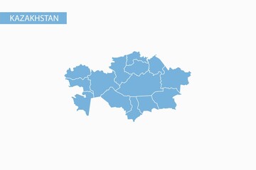 Kazakhstan blue map detailed vector.