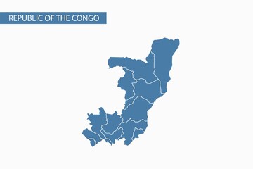 Republic of the Congo blue map detailed vector.