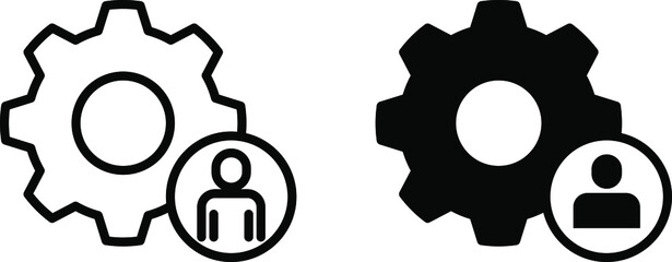 Person with cog icon, facilitation icon