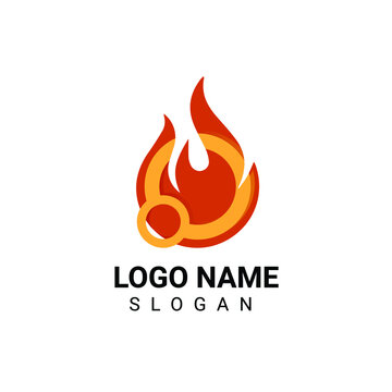 Fire logo design with oxygen symbols