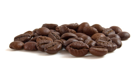 Coffee beans isolated on white background.