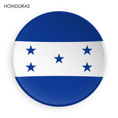 HONDURAS flag icon in modern neomorphism style. Button for mobile application or web. Vector on white background