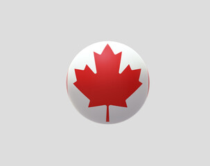 National flag of CANADAin the shape of a ball, convex, real colors. 3D render