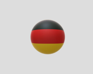 National flag of GERMANY in the shape of a ball, convex, real colors. 3D render