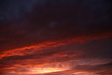 Red sunset sky with dramatic clouds