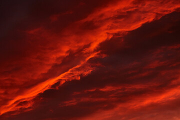 Red sunset sky with dramatic clouds