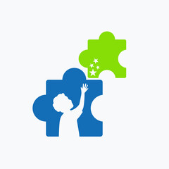 children and puzzle illustration