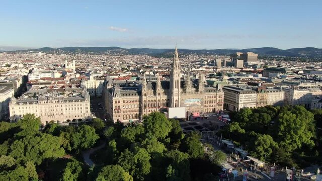 Aerial view of Vienna City Hall, Austria, Europe