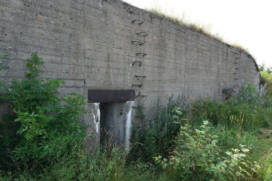 Raczki, Poland - July 15, 2021: A German bunker type 111b. strategic defence line place. Bunkers, casemate, complex. Podlaskie Voivodeship.