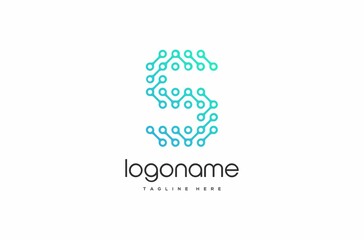 dot technology letter S logo, technology logo. bitcoin logo, security logo, internet logo, connect logo, dynamic logo