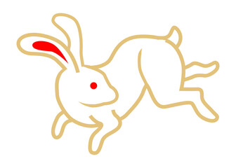 振り返りながら跳ぶウサギ - 十五夜素材