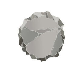 Stone game element. Cartoon rock ui element for game design isolated on white. Rock interface buttons