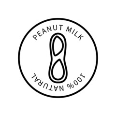 Peanut Line Icon Is In A Simple Style. Natural Product Containing Milk. Vector sign in a simple style isolated on a white background