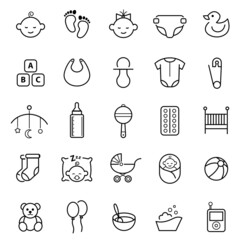 Baby, newborn, kid, childhood vector icon set. 