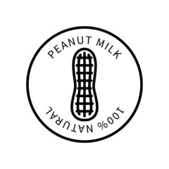 Peanut Line Icon Is In A Simple Style. Natural Product Containing Milk. Vector sign in a simple style isolated on a white background