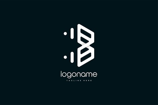 monoline dynamic letter b logo design