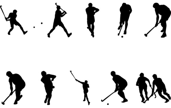 Man Field Hockey Player Silhouette Vector