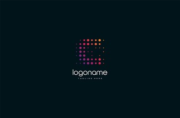 dot technology letter C logo design, initial matrix logo