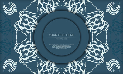 Elegant luxury design on a blue background. Suitable for labels, packaging, perfumes, lotions, soaps, sweets, chocolate.