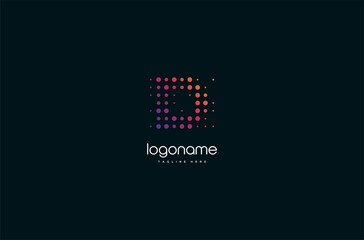 dot technology letter D logo design, initial matrix logo