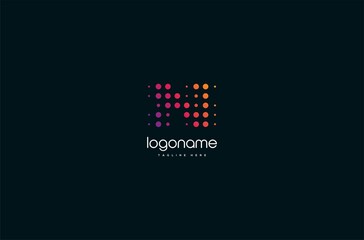 dot technology letter N logo design, initial matrix logo