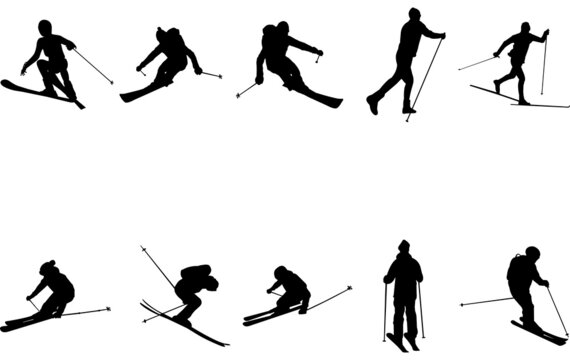 Skiing silhouette vector