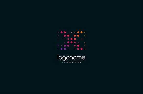 dot technology letter X logo design, initial matrix logo