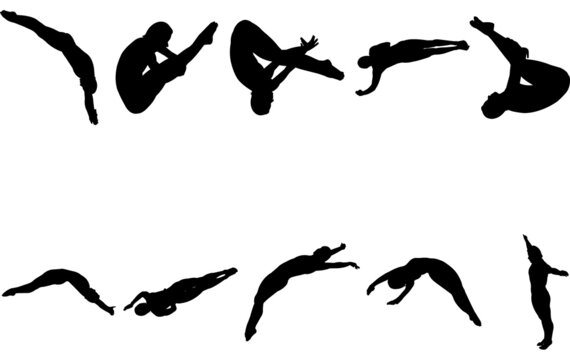 Woman Diving silhouette vector