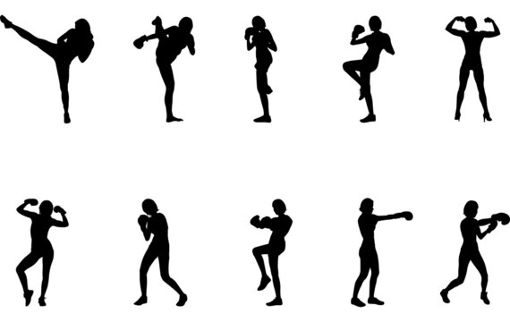 Woman Boxing silhouette vector