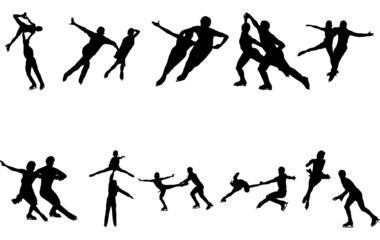 Couple Ice Skating silhouette vector