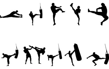 Kickboxing silhouette vector
