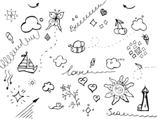 vector doodle stars and line in black color