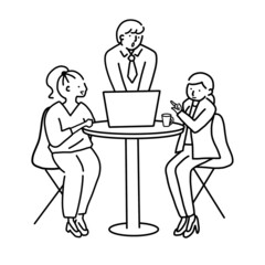 ビジネスパーソン3人で会議中