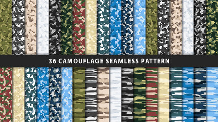 Collection military and army camouflage seamless pattern