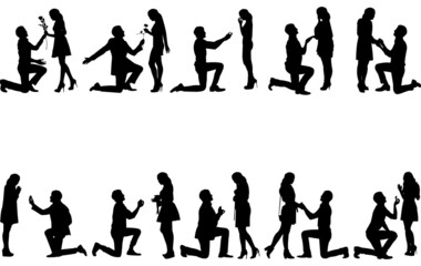 Couple Engaged Silhouette Vector