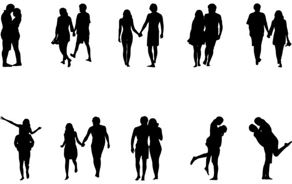 Couple on Honeymoon Silhouette Vector