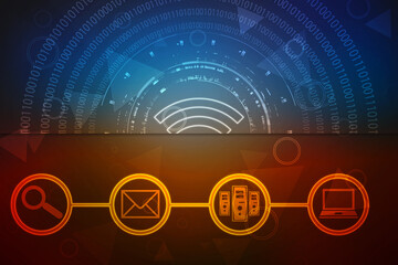 2d illustration WIFI symbol sign, WIFI Internet Network Connection Background, Wireless network connection background