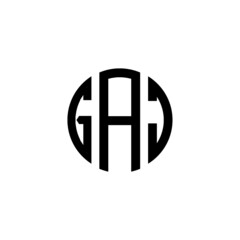 GAJ letter logo design. GAJ letter in circle shape. GAJ Creative three letter logo. Logo with three letters. GAJ circle logo. GAJ letter vector design logo  - obrazy, fototapety, plakaty