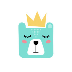 sleeping bear animal  character baby nursery element icon.