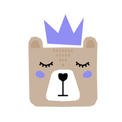 sleeping bear animal  character baby nursery element icon.