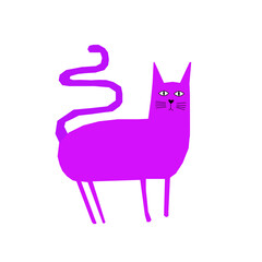 Cat character funny  cartoon handmade icon element.