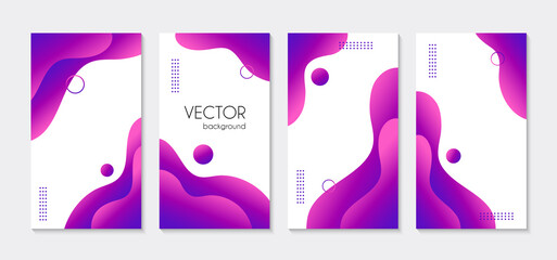 Abstract liquid purple vertical stories templates for social media. Vector organic backgrounds for instagram highlights - obrazy, fototapety, plakaty