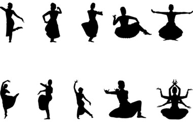 Bharatnatyam dance Silhouette Vector