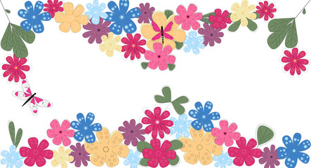 Spring color frame decoration, illustration.