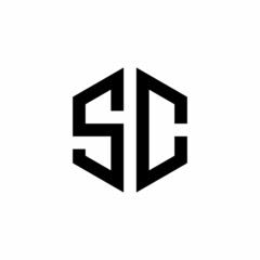 Creative monogram letter logo hexagon initials SC