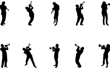 Trumpet Player  Silhouette vector cut files - obrazy, fototapety, plakaty