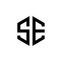Creative monogram letter logo hexagon initials SE